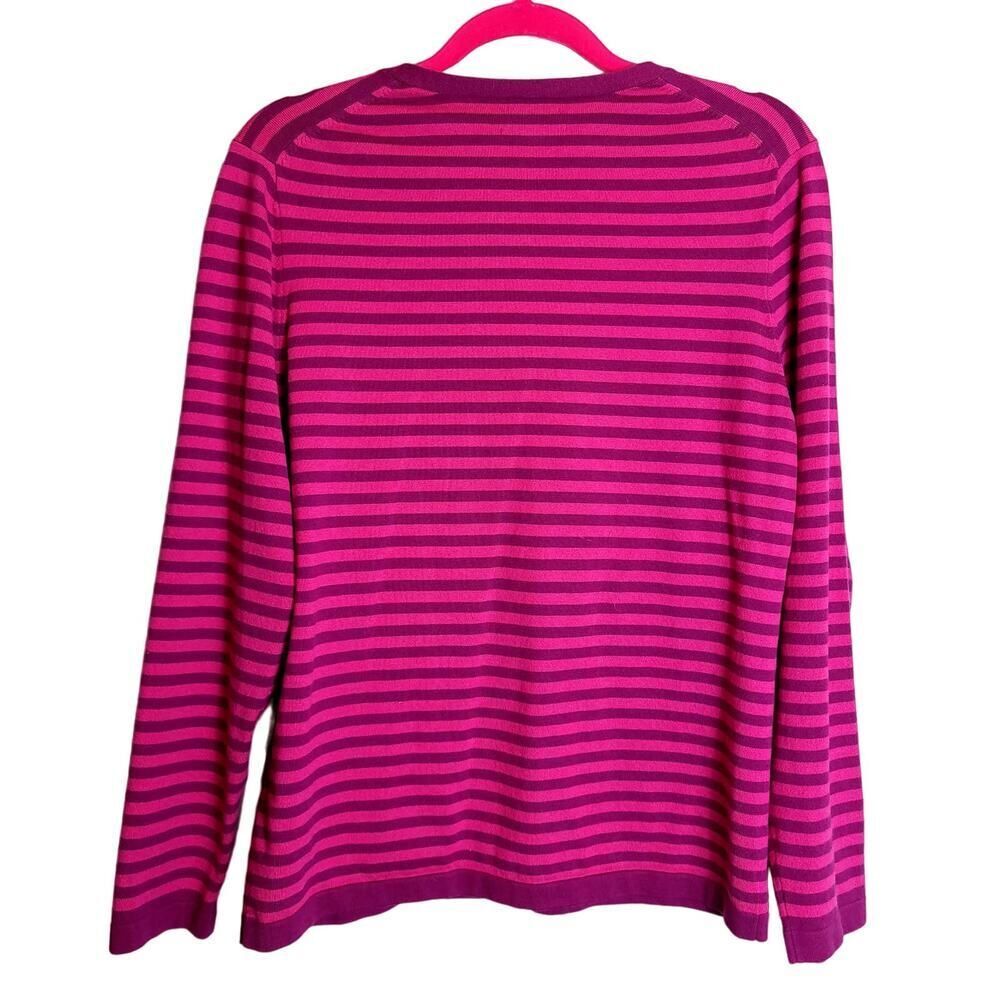 Tommy Hilfiger V Neck Pima Cotton Long Sleeve Tee Pink Purple Size XL Y2K - Picture 2 of 9